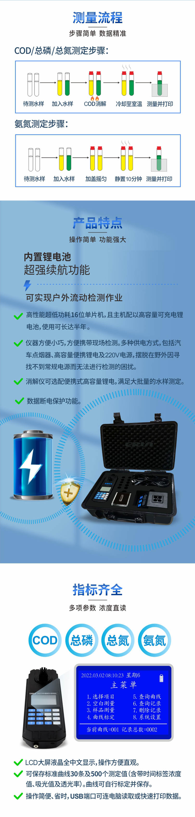 便攜式多參數(shù)COD、氨氮、總磷、總氮水質(zhì)測(cè)定儀